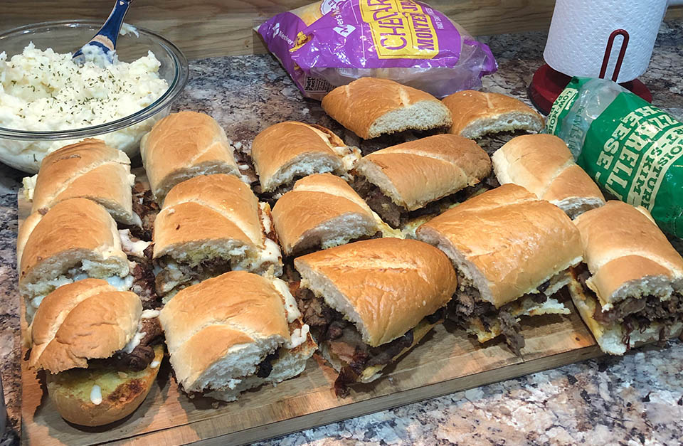 Plate of beef sandwiches.